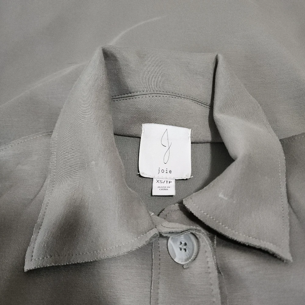 Joie Stretch Utility Shacket Button Down Olive Green Oversized Fit Size XS - Picture 14 of 16